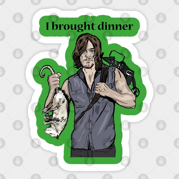 Daryl Brought Dinner Sticker by FanboyMuseum